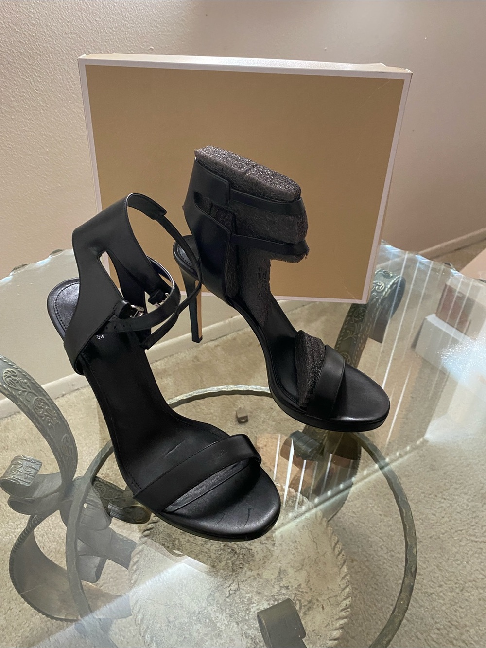 Michael Kors Collection Black Strappy Stiletto Sandals